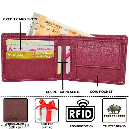 Strong Horns Artificial Leather Men's Accessory Set | Wallet, Keychain, Passport Cover And Pen |Gift for Men|