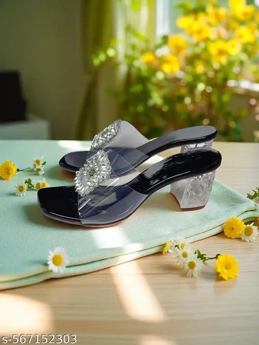 Transparent heel chappal, heel sandals, wedding heels for girls, mehandi party footwear, girls ke liye party chappal, meesho trending footwear