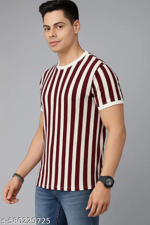 Men's Polycotton Round Neck T-Shirt | Regular Fit Casual Wear | Stylish Matte Finish | Trendy Solid Colors Tee - RN-MATTE-MAHROON
