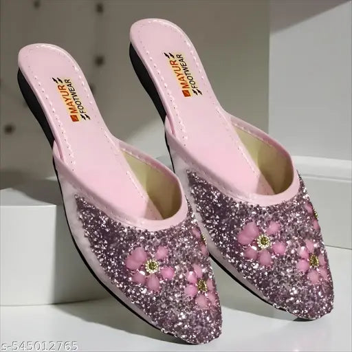 Stylish Flats for women, Girls and ladies Punjabi jutties Traditional Flat Mojari Flower Canvas Slip on Bellies | Daily Wear Casual Ladies Jutti