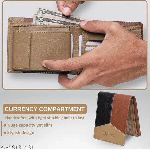 Men Casual, Ethnic, Evening/Party, Travel, Formal, Trendy Beige Artificial Leather Wallet - Regular Size (13 Card Slots)