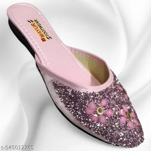 Stylish Flats for women, Girls and ladies Punjabi jutties Traditional Flat Mojari Flower Canvas Slip on Bellies | Daily Wear Casual Ladies Jutti