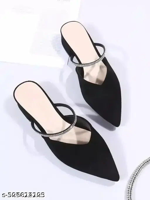 Ladies/Girls/Women Black Heel/Sandals/Wedges