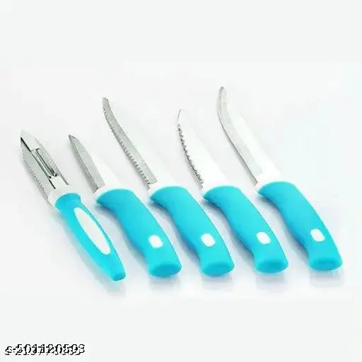 Kitchen Knife Set with Stands. Stand With 4 Knife Set & 1 Peeler Women's 1st Choice ABS Plastic Stand With 4 Knife & 1 Peeler Kitchen Tool Set (Knife, Peeler)