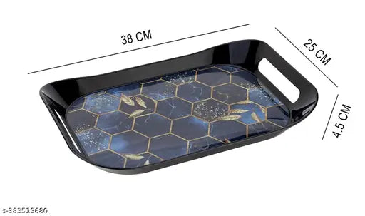 ® Serving Tray Set with Rectangular Shape, Printed Design, Natural, Pack of 3 Tray Set - Large, Medium, Small (Veg Peeler Free) (Combo Offer)003