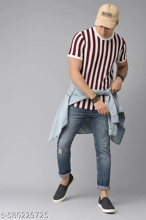 Men's Polycotton Round Neck T-Shirt | Regular Fit Casual Wear | Stylish Matte Finish | Trendy Solid Colors Tee - RN-MATTE-MAHROON