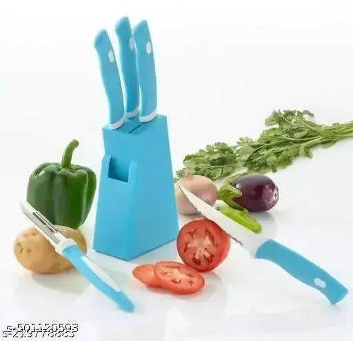 Kitchen Knife Set with Stands. Stand With 4 Knife Set & 1 Peeler Women's 1st Choice ABS Plastic Stand With 4 Knife & 1 Peeler Kitchen Tool Set (Knife, Peeler)