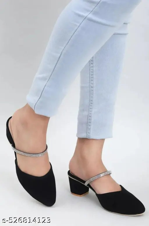 Ladies/Girls/Women Black Heel/Sandals/Wedges