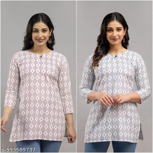 Print Kurti Combo !!Short Kurti Combo For Women!!Cotton Kurti For Women!!Floral Cotton Kurti For Women